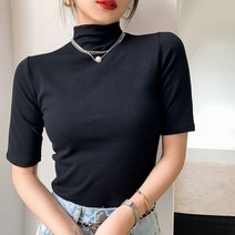 LJSXLS 여름 일곱 Sleeve 탑 슬림 캐주얼 티셔츠 패션 의류 가을 기본 면화 Femme 라운드니트 봄 니트집업 스웨터 반집업니트
