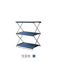 WOOKOO 캠핑 경량 3단 쉘프 철제 접이식 휴대용 수납 선반, 블루 3단