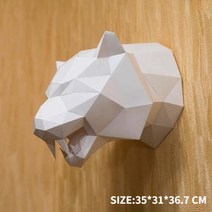 사망여우 호랑이 페이퍼크래프트 도안 3D 종이 모형 접기 DIY 페이퍼토이 색종이 입체 퍼즐, O.호랑이 머리 하얀색 + B.광택 타입