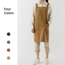 유이미 사계절용 린넨 면 앞치마 66-88 사이즈, 노란, 1개