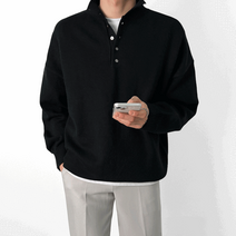 이브컴퍼니 남성 헨리넥 오버핏 빅 사이즈 도톰한 단추니트 (5color) (1270-1)