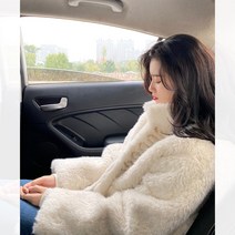 여성코트 포근한 양모 아이보리 퍼코트 오버핏