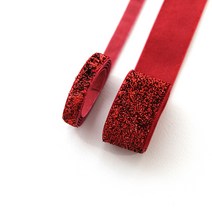 레드 반짝이 벨벳 리본 길이90cm 리본공예재료 크리스마스리본 부자재 포장 리본끈, 2.5cm