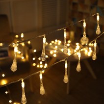 LED 눈물모양 앵두전구 벽트리 줄조명 감성 크리스마스 무드등 알전구, 크리스탈 눈물조명, 컬러, USB+리모컨 40구 6M