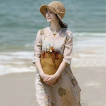 여성 Blossomora 2022 여름 꽃무늬 프린트 용 느슨한 맥시 v 원피스 180