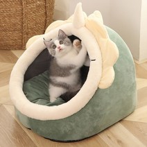 길고양이집 야외고양이집 고양이숨숨집 달콤한 고양이 침대 따뜻한 애완 동물 바구니 아늑한 새끼 고양이 안락 쿠션 고양이 집 텐트 세척 가능한 동굴 고양이 침대를위한 매우 부드러운, 공룡, M 40X40X32cm