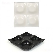 N3 - 한정식 멜라민 4칸 나눔접시 나눔그릇 찬기 일식 스끼다시 반찬그릇 반찬접시 길이 21.5cm 24.5cm, 1호 크림