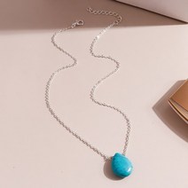 터키석 목걸이 원석 패션 보헤미안 물방울 모양 천연석 펜던트 쇄골 체인