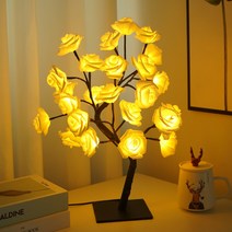Young USB 장미 꽃 트리 무드등 diy 만들기 수면등 북유럽 침대 등 침실 간접 조명, 화이트