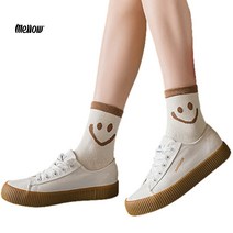 멜로우 여성 고급 베이직 스마일 디자인 발목 중목 양말 6종 6켤레