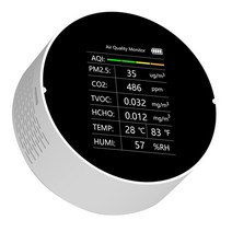 미세먼지측정기 공기질 이산화탄소 경보기 실내공기 Tuya-WiFi 공기 품질 감지기 7 인 1 PM2.5 TVOC CO2 HC, 04 White-No WiFi