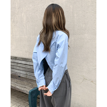 바스락 레이어드 뒷트임 크롭 남방 셔츠 2color
