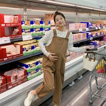 임산부 봄가을 세트 패션 투피스 멜빵바지 캐주얼 바지 세트