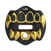 LOUD MOUTH Loudmouth 풋볼 마우스 가드 - 3D 비스트 마우스피스 성인 및 청소년에게 적합 액세서리 (3D 블랙 화이트 이빨), 3d Grillz - Chrome Black / Gol