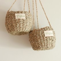 행잉 왕골 꽃 바구니 화분커버 2p