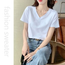 엔비폭스 HJ00052 여성용 무지 브이넥 반팔 티셔츠