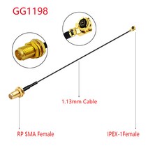 전선연결부품 1pc IPEX 케이블 SMA Female90 ° uFL/u.FL/IPX/IPEX-1 암/수 플러그 WIFI 안테나 RF RG1.13/, 01 RP SMA F to IPEX1 F, 01 5CM