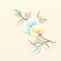 [원단쟁이] 73-886 목단 꽃 자수장식_스카이&옐로우 E48, 1개
