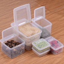나카야 반오픈 보관 밀폐용기 보관통 소분용기 잡곡통 1P 사각 플라스틱 손잡이 핸들 보관용기 냉장고 정리용기 냉동실 수납용기 반찬통 소분용기 잡곡통 캐니스터 투명 트레이, 1.3L