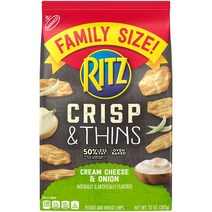 [미국직배송]리츠 크리스피 & 씬 크리미 치즈 앤 어니언 칩 Ritz Crisp & Thins Cream Cheese & Onion Potato, 283g
