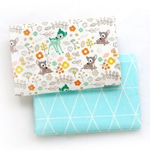 수입린넨원단 코튼 광목 자투리 인형 누빔 다이마루 캔버스 지지미 원단 천 2 pcs 5050 cm 동물 공룡 고양이 꽃 인쇄 면화 패브릭 어린이 키즈 천 선물 diy 재료 홈, 50cm, 50cm, d