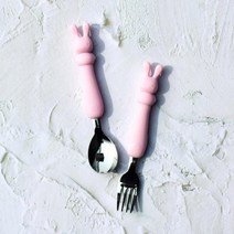 티어제로 부드러운 실리콘 스푼포크세트(래빗)-핑크 아동식기 유아식기 스푼포크세트 유아스푼포크세트 어린이집선물;joo:na, ※­선택:상품선택▣