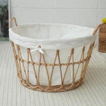 라탄 바스켓 뚜껑형_35x35x42 빨래바구니 소품 수납정리 자주 모던하우스 무인양품 이케아, 데일리 수납 바스켓_원형햄퍼 내추럴