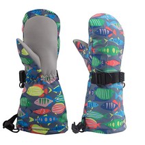 유아용 방수 벙어리 장갑 플리스 안감 남아 여아 겨울 따뜻한 장갑 어린이 눈 유아 스키 벙어리 장갑 3개월-5세용 X-블루 웨일, 4-6T