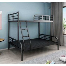 어른2층침대 캐주얼 디자인 이중 침대 떨어짐 방지, 검정색 상부 1.0m 하부 1.35m 1