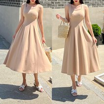 퍼니걸스 9295 다트 스퀘어넥 나시 롱 원피스 여성의류