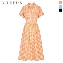블루레이스 블루레이스 깅엄체크카라플레어원피스_B2M1OP3951