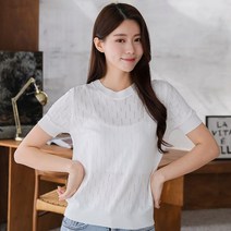 주디앤 여성 제리 펀칭 반팔 니트 티셔츠