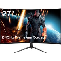 커브드모니터 게이밍 게임 용 듀얼 커브 모니터 Prechen 27인치 240Hz/144Hz 곡선형 프레임리스 게이밍 모, 한개옵션0