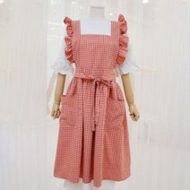 프릴체크 공주앞치마[CH20214]봄 여름앞치마 예쁜앞치마 공방앞치마, 빨강, 1개