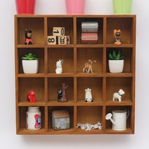 진열대 수납장 원목 머그컵 진열장, 16칸 브라운