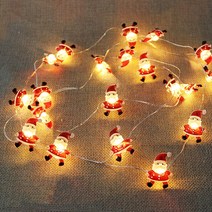 당일출고) LED 크리스마스 파티 장식 조명 건전지 캐릭터 데코 와이어 줄 트리 전구 산타 눈사람 루돌프 종 유키니, 와이어 산타 20p(+AA건전지 4개)