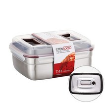 스텐락 큐브 진공누름독 스텐 김치통 4호 7400ml 진공누름판포함, 없음