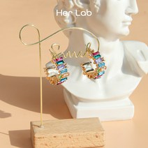 Her Lab다채로운 보석 귀걸이 지르콘 귀걸이 틈새 무지개 독특한 귀걸이 2023 새로운 귀걸이