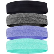 하늬통상 땀흘림방지 스포츠 헤어밴드 4종, 블랙+그레이+민트+블루