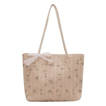 여름 캠핑을위한 아름다운 큰 밀짚 가방 레이스 꽃 핸드백 어깨 가방