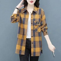 여성 셔츠 중년 엄마 패션 체크 서양식 감령 블라우스 외투