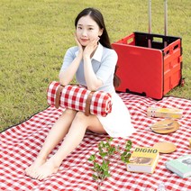 할메이드 감성 피크닉 캠핑 돗자리 매트, 특대형-레드
