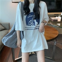 주디엘리 여성 브룩스 루즈핏 여름 반팔 티셔츠