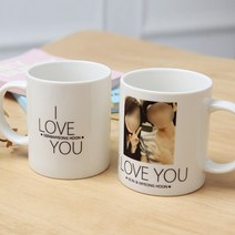 I LOVE YOU 포토 머그컵 - 커플선물/커플이벤트/커플머그컵/고백머그컵/사랑머그컵/선물머그컵, 옐로우(+1000원), 핑크(+2000원)