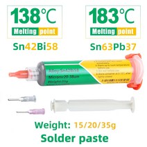 솔더 납땜 Led 138 183 smd 수선 용접 풀을 위한 저온 무연 바늘 관 주사기 SMD 땜납 풀 유출, 35g, sn4258-138