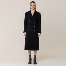 킨더살몬 Double Breasted Oversized Coat Black