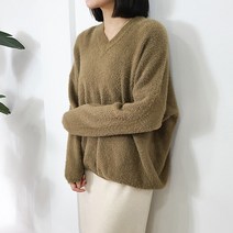 엠제이수 메탈사 브이넥 펄 니트