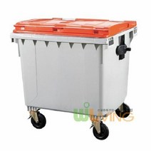 [태태몰] 분리수거함(HDPE) (상차용1100L/평면뚜껑) 휴지통 쓰레기통 음식물분리수거 +&10548, 쿠팡 주황_캔병류