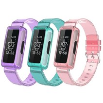 ESeekGo Compatible for Fitbit Ace 3/Fitbit Ace 2/Fitbit Inspire 2/Fitbit Inspire Hr/Fitbit Inspire/F, Clear Pink+Clear Purple+Clear