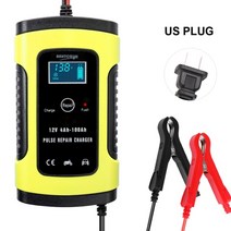 차량용배터리 자동차 인산철 밧데리 6a 12v 완전 자동 오토바이 펄스 충전기 수리 유 납산 저장 디지털 충전기-, 12v 6a 미국 플러그